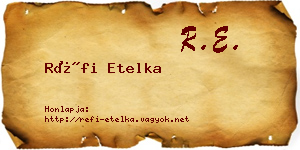 Réfi Etelka névjegykártya